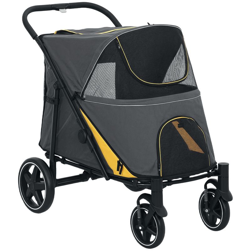 PawHut Foldable Pet Stroller with Universal Front Wheels, Shock Absorber, for Dogs up to 66lbs
